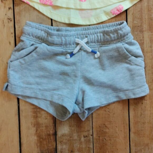 Cat & Jack Outfit 4T Shirt Shorts Strawberry  Neon Cotton Gray Yellow Summer - Picture 4 of 9